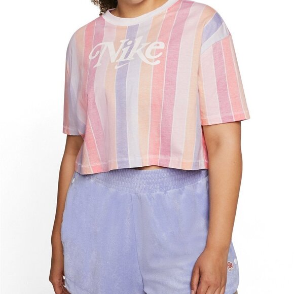 Nike Cotton Stripped Cropped T-Shirt Size 3X - Picture 4 of 11